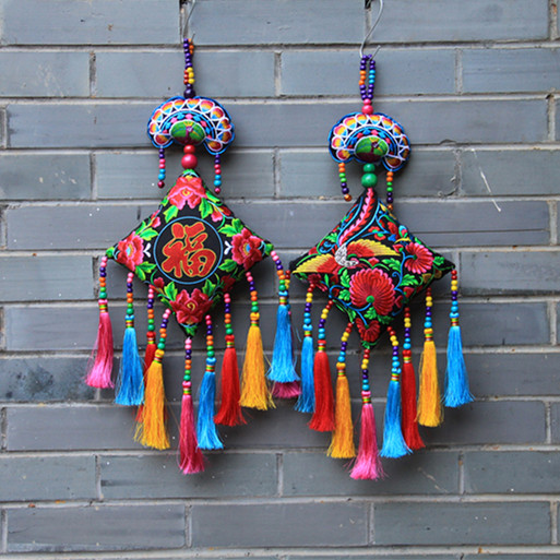 创意民族风布艺绣花风铃 绣花风铃 家庭装饰品 风铃挂饰 出国礼品
