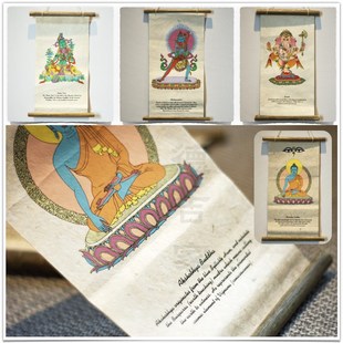 饰画 尼泊尔手绘挂画 装 画像 古朴纸张手工上色 LOT纸