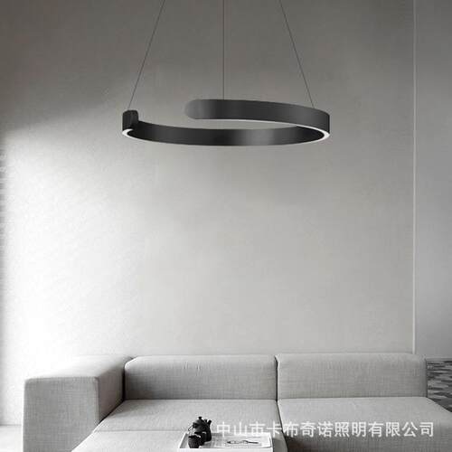 意式极简客厅吊灯现代轻奢北欧几何创意复式卧室灯全铜C型餐厅灯