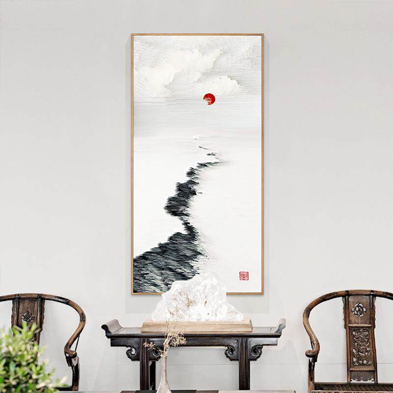 新中式风格玄关装饰画走廊挂画中国风水墨风格泡茶室书房过道壁画