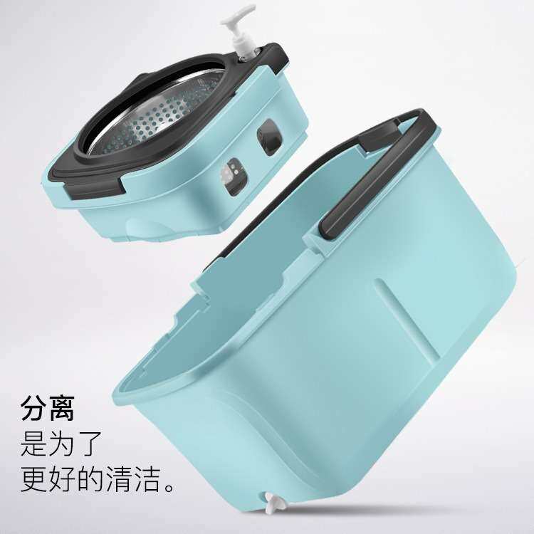 浪高旋转拖把桶万向轮双驱动免手洗拖把分离悬浮桶家用懒人拖跨境