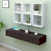 抽屉柜隔板梳妆台床头柜壁挂隔板背景墙装 抽屉壁柜吊柜 饰架壁挂式