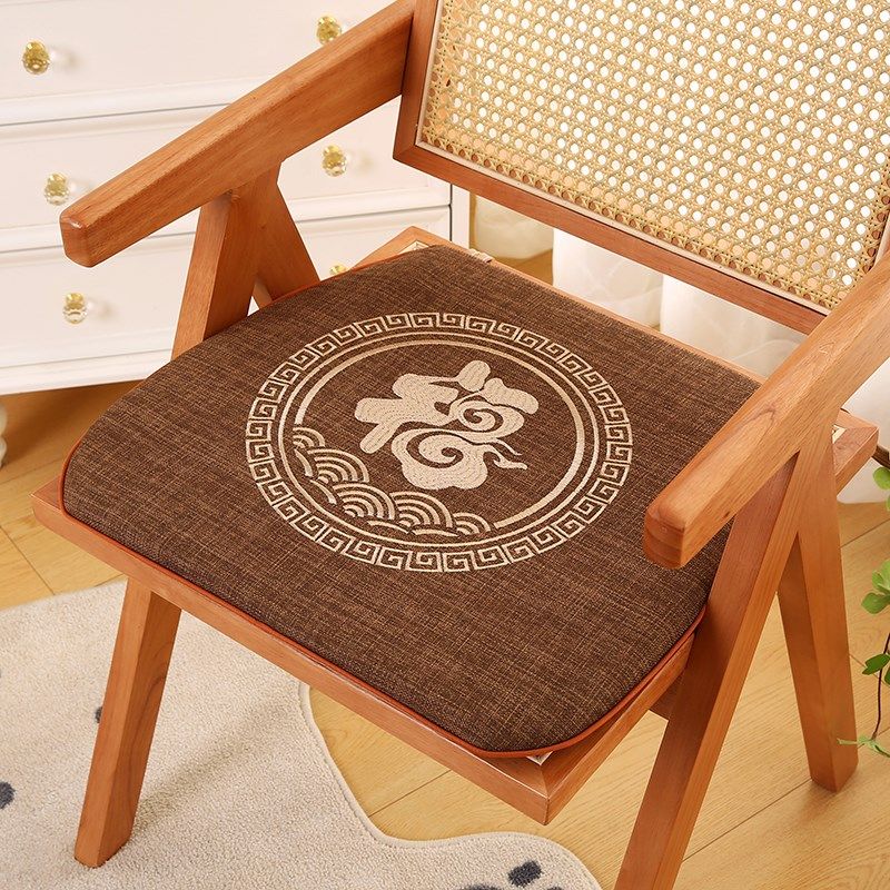 马蹄形餐椅坐垫刺绣实木垫子家用红木餐桌椅子座垫拆洗
