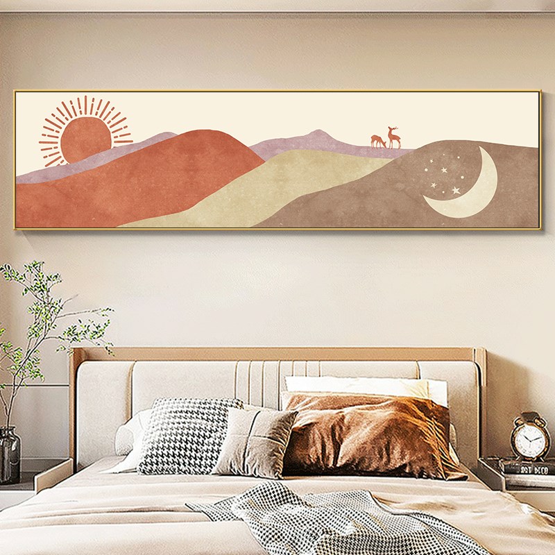 小众艺术抽象装饰画主卧床头背景墙挂画卧室酒店客房间壁画高级感图片