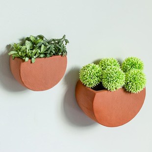 红陶土挂式吊篮无孔透气绿植创意阳台多肉小盆墙上装饰壁挂盆
