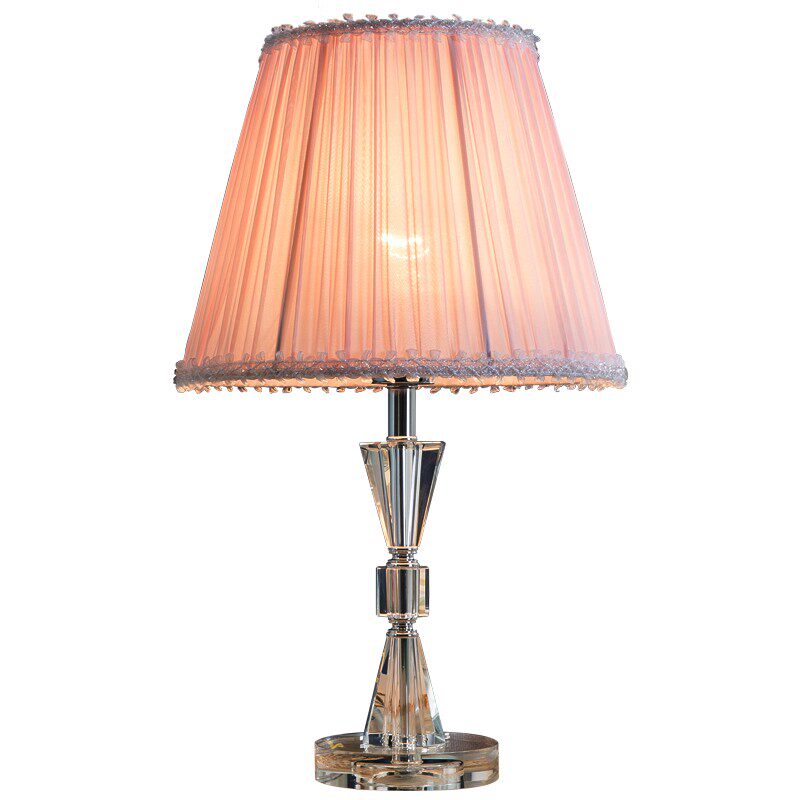 粉色水晶台灯温馨卧室床头灯欧式时尚结婚现代公装饰台灯