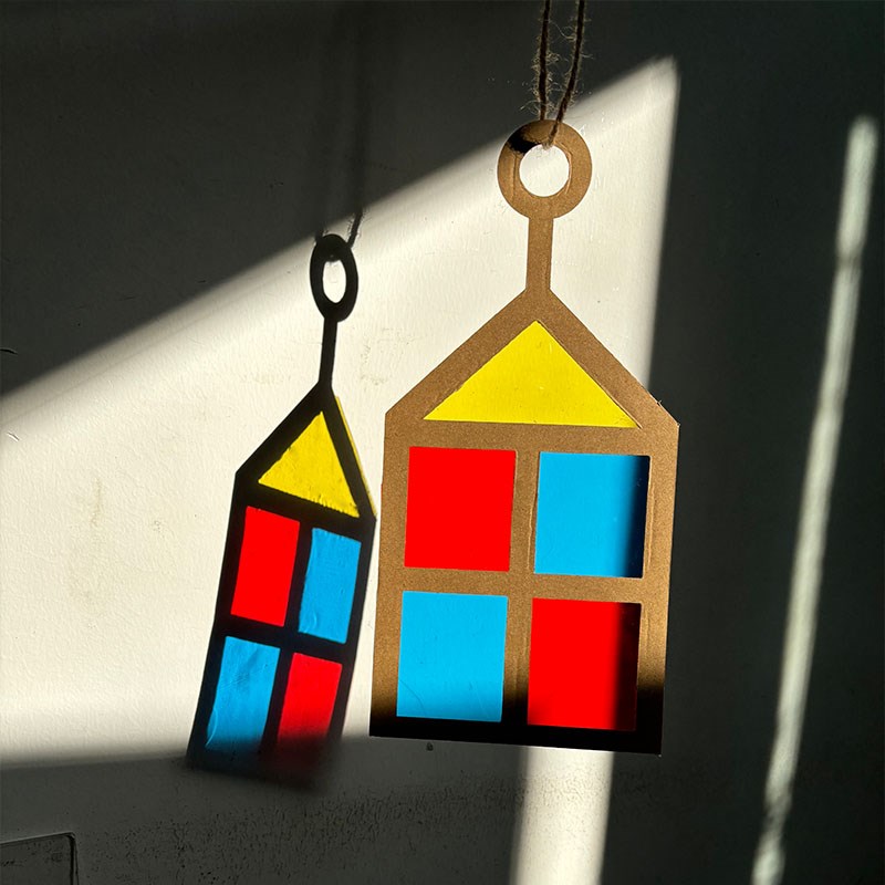 瑞吉欧光影小屋幼儿园环创吊饰半成品材料走廊窗户七彩彩色玻璃纸