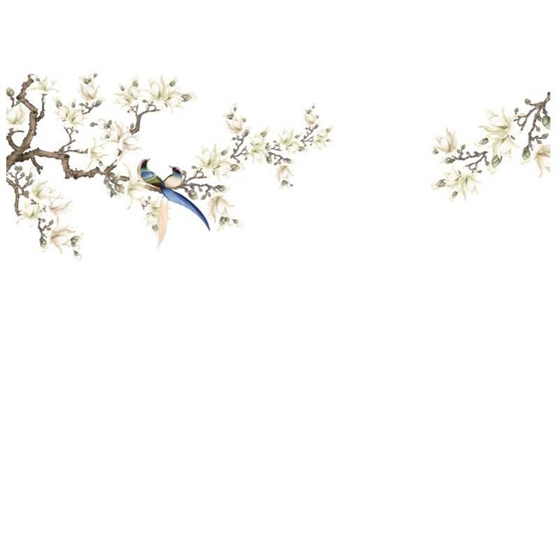 缝壁布刺绣独绣背景墙印加绣新山水鸟客厅电视沙发壁