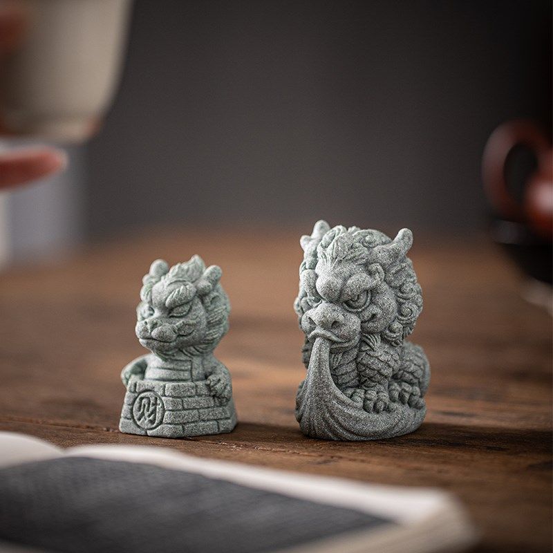 国潮青砂石吸水麒麟瑞兽招财创意家居客厅鱼缸造景茶宠摆设,家居饰品,装饰摆件,淘宝优惠券,粉丝福利购,淘宝优惠卷