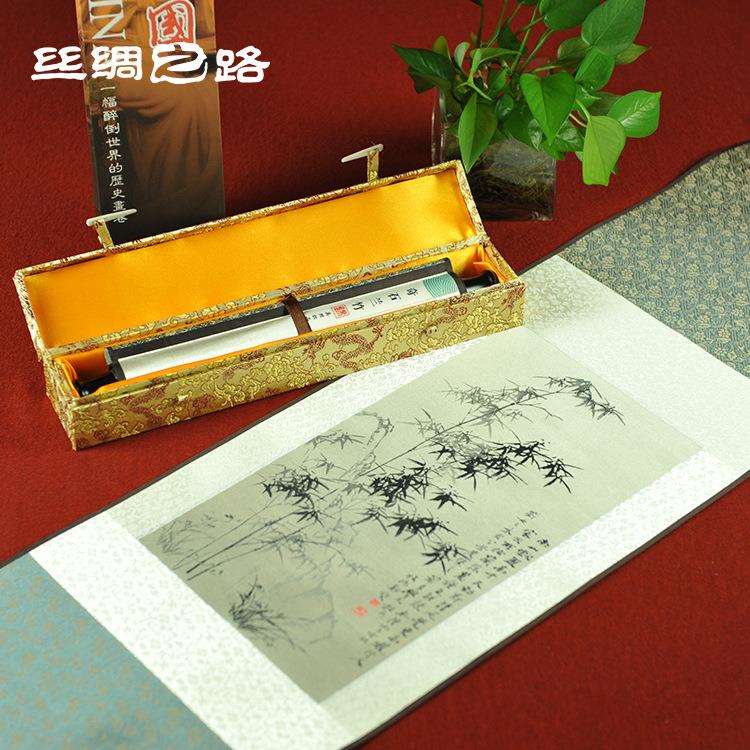 直销《奇石兰竹》丝绸画厂家 丝绸挂轴画厂家 丝绸风水画