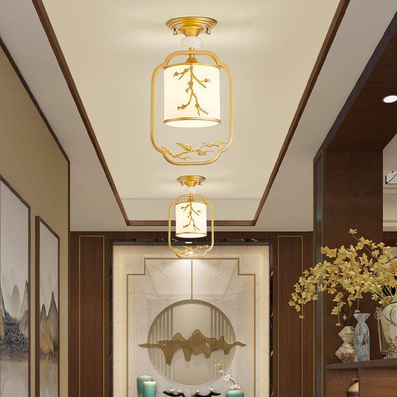 新中式过道灯阳台玄关吸顶灯床头小吊灯单头餐厅灯具新中式吊灯