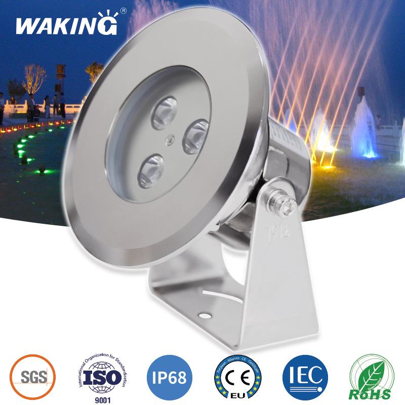 3W小功率LED水景灯IP68全不锈钢水底灯12V/24V旋转水下射灯喷泉灯