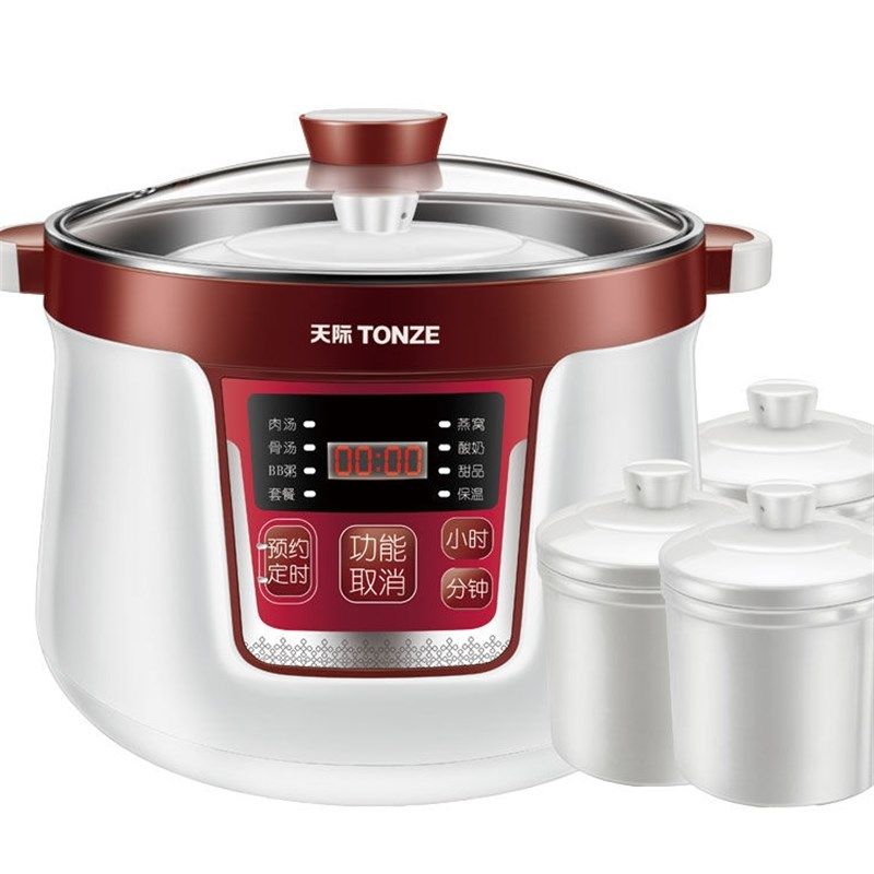 天际隔水炖电炖炖锅陶瓷大容量家用炖盅全自动煲汤一锅四胆