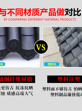 仿古瓦一体树脂瓦围墙压顶瓦正脊面墙头瓦门头屋檐装饰屋顶加厚