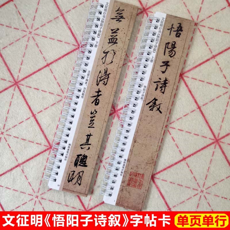 文征明悟阳子诗叙字帖卡片文征明行书字帖毛笔书法近距离临帖卡片