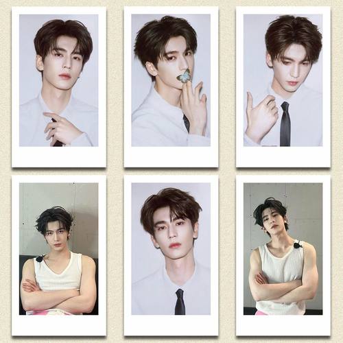 12张不重复张凌赫撕拉拍立得高颜值黑白西装壁纸明信片LOMO卡