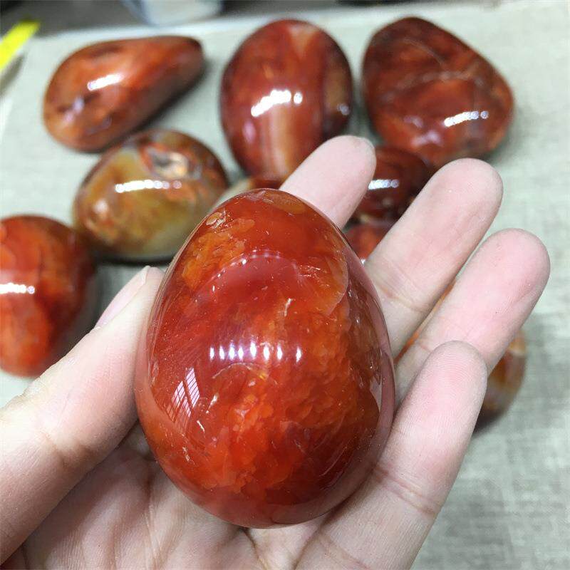 厂家天然红玛瑙鸡蛋摆件跨境电商玛瑙原石打磨家居办公1千克