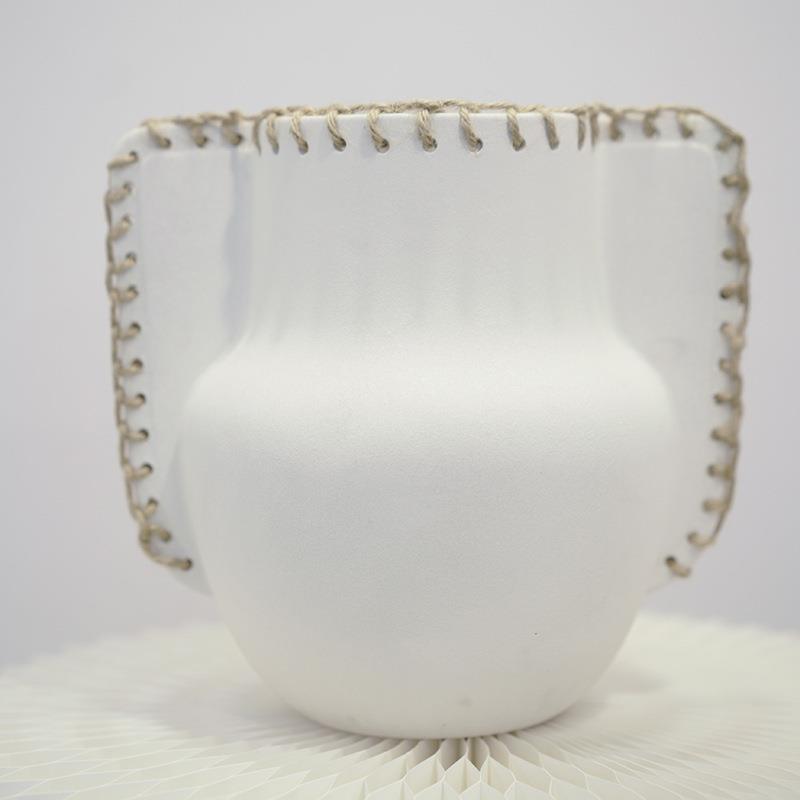 匠形现代风格陶瓷花瓶陶瓷摆件 白色家居样品房装饰花器软装摆件