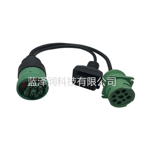 J1939 Teka 9针绿色公头连接器防水插头母头对接OBD2 16针母头连