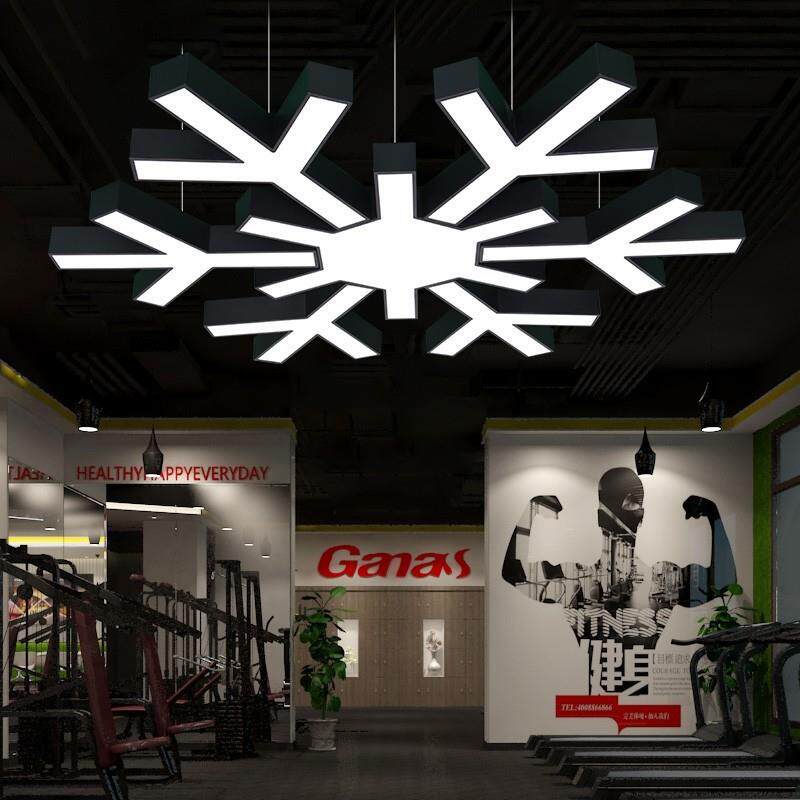 LED雪花造型吊灯 现代办公室商场网咖健身房店铺吧台吊线灯超亮