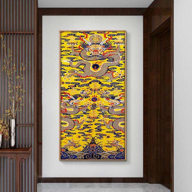 青龙腾空图龙画龙装饰画客厅吉祥富贵挂画玄关过道走廊中国龙壁画