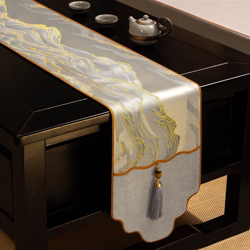 新中式桌旗现代简约n茶桌布茶台茶旗布艺茶席垫子餐桌台布茶几垫