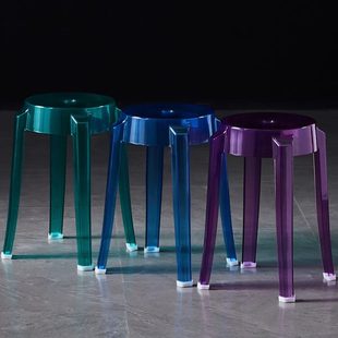 创意高凳子北欧简约椅子 塑料凳子加厚家用可叠放餐桌板凳圆凳时尚