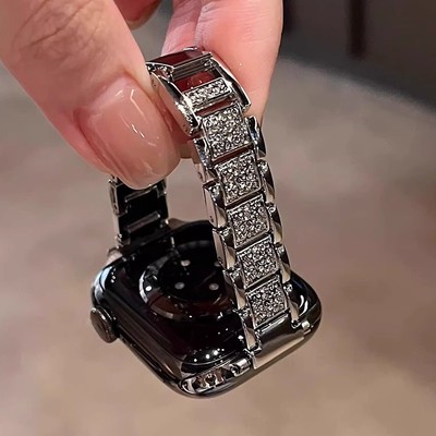 适用小米手环9pro表带金属满钻小米8pro红米智能运动手表6/5/4手表带透气7pro高级感redmiwatch4表链夏天九代