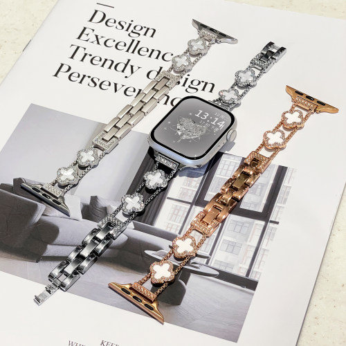 连遇苹果watchs11金属四叶草手链