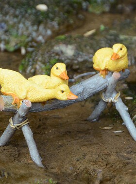 创意爱小鸭子盆景戏水假山微景观造景园树脂装饰田园风格