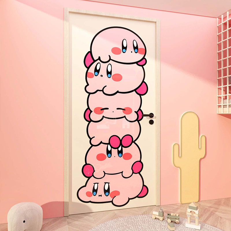 星之卡比儿童房间布置装饰男女孩公卧室墙面床头门上贴纸画遮丑