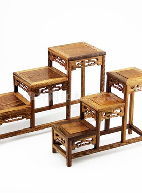 红木鸡翅木低多宝架博古架紫砂壶底座茶具架办公桌盆景底座