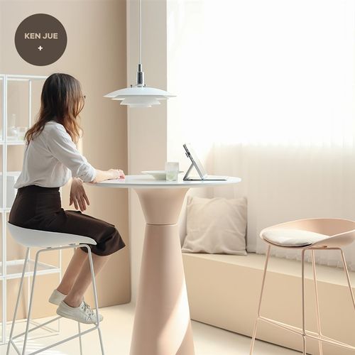 欧式弧度坐椅实用创意奶油风前台接待现代铁艺家用高脚凳椅子