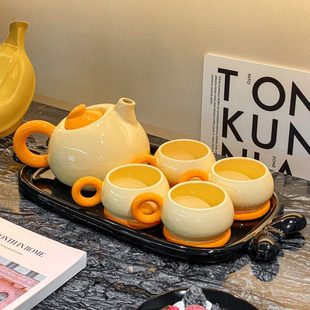 家用陶瓷泡茶壶喝水杯精致乔迁新居杯具水具送礼 创意可爱茶杯套装