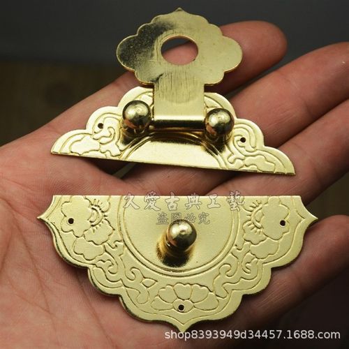 樟木箱铜箱子锁扣复古箱锁老式中式仿古锁片锁鼻铜扣刻搭扣