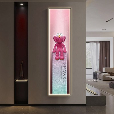 w玄关装饰画led灯画暴力熊高级感发光壁画走廊过道背景墙挂画