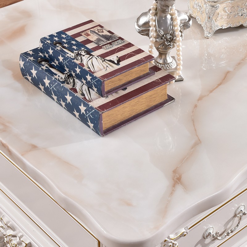 天然大理石圆桌面茶几面板餐桌转盘圆人造石材长方形台面家用