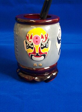 明浮雕笔筒办公桌创意水晶胶马到成功工艺品笔筒