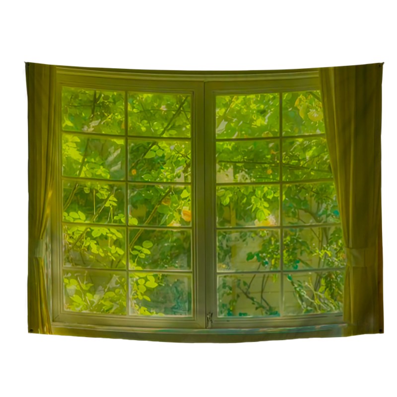 休闲客栈窗景挂布定制背景布宿舍卧室床头装修墙布出租装饰布