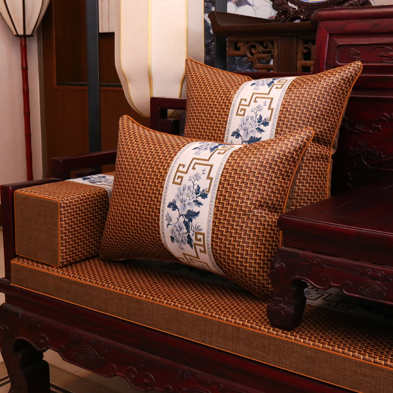 中式藤席沙发垫红木沙发坐垫实木家具座垫罩凉席垫子夏天款定制