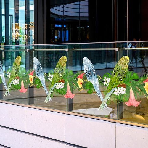 橱窗鸟腰线玻璃贴纸题展厅酒店橱窗落地窗宽幅底纹装饰静电贴