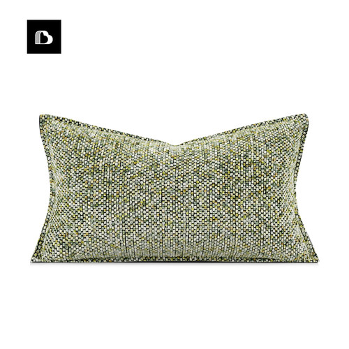 柏洛斯摩洛哥法式浅绿绒布拼接样板间酒店客厅长腰枕抱枕沙发靠枕