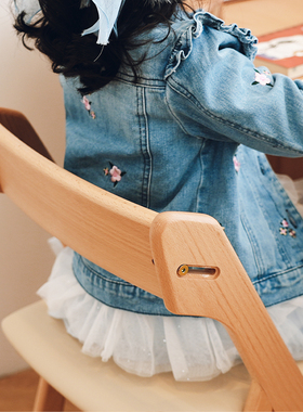 ZON升降调节儿童全实木带轮学习桌椅装家用学生写字椅座椅