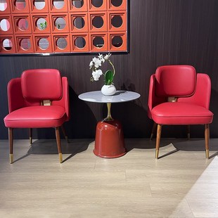 轻奢岩板洽谈桌椅组合酒店边几休闲椅商用接待小圆桌阳Y台喝茶桌