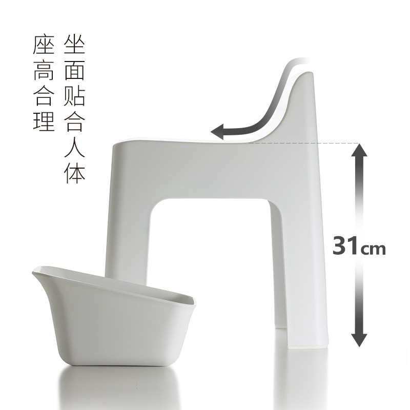 霜山塑料靠背矮凳浴室洗澡凳防滑水勺水瓢可悬挂水盆