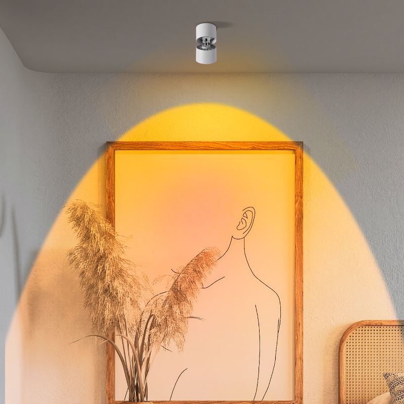 明装日落灯射灯洗墙灯家用背景墙嵌入式氛围灯度夕阳红射灯