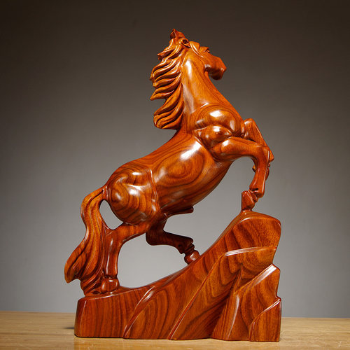 梨木雕马实木马雕刻工艺品红木马木马家居业礼品