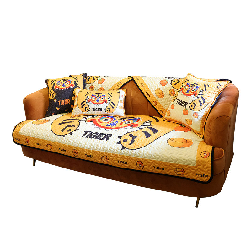 国潮招财虎客厅坐垫四季通用防滑沙发垫时尚喜庆沙发巾定制水洗,居家布艺,沙发垫,淘宝优惠券,粉丝福利购,淘宝优惠卷