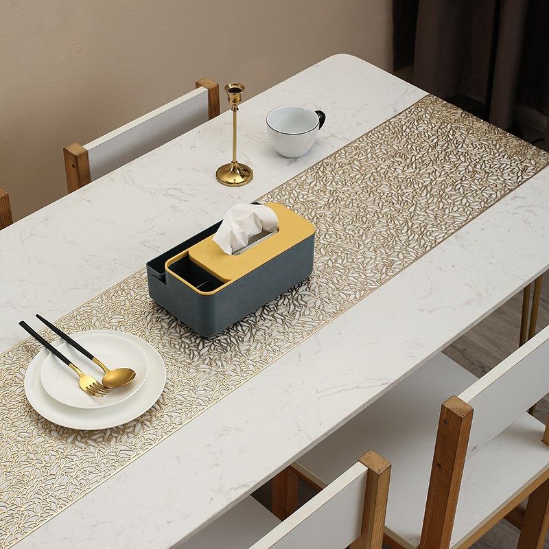 瓜子桌旗垫长款PC烫金镂空花卉桌垫in防滑家用隔热垫装饰垫