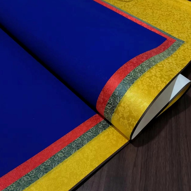 万年黑纸万年蓝佛黄唐卡卷轴画轴藏文卷轴空白藏文书法创作挂轴